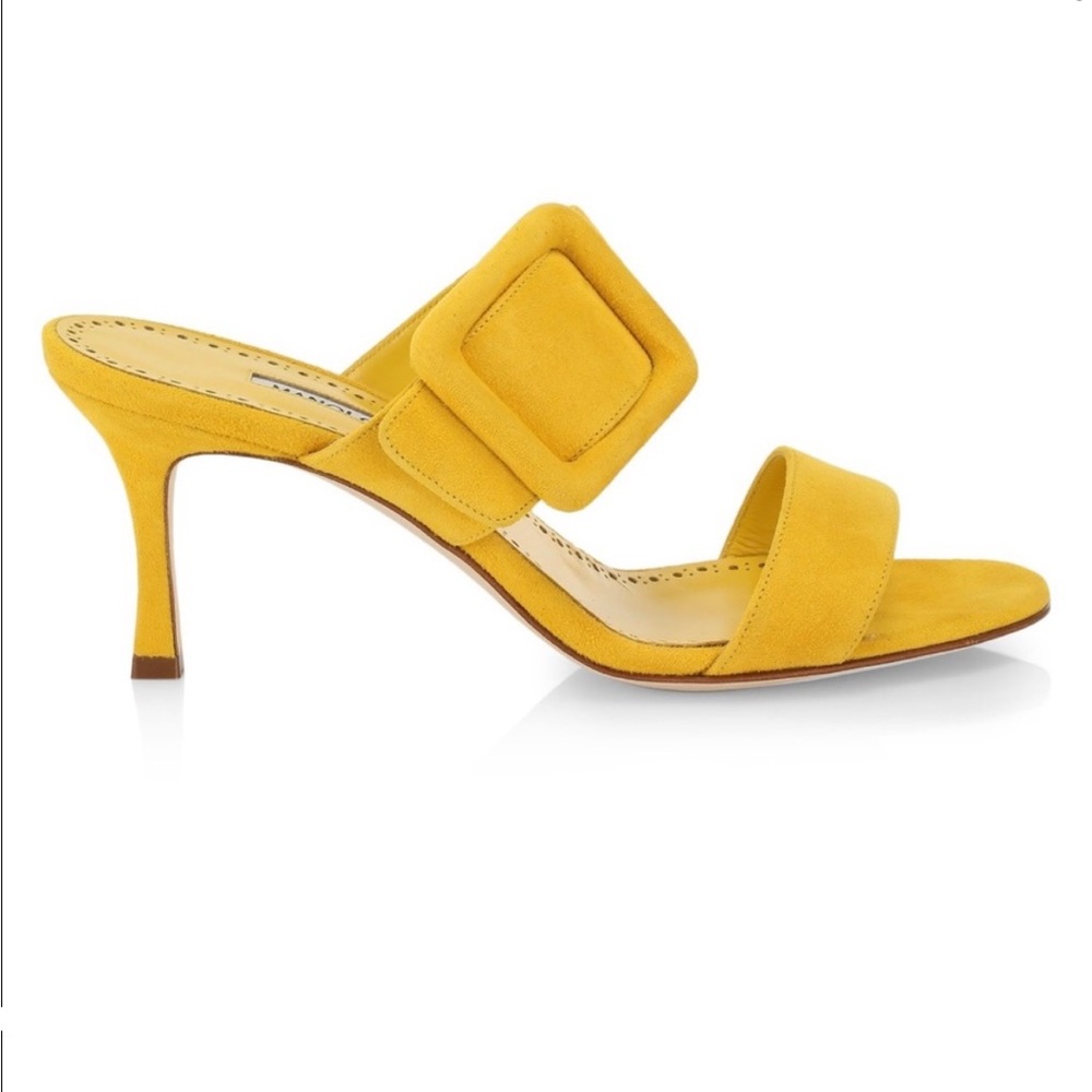 Manolo Blahnik. Gable yellow suede. NIB. Size 37.5
